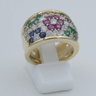 Damen Ring mit Multi-Edelsteinen &Zirkonia 333er Gold 8 Karat / 53 16,8 mm Ø