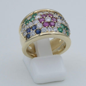Damen Ring mit Multi-Edelsteinen &Zirkonia 333er Gold 8 Karat / 53 16,8 mm Ø