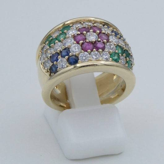 Damen Ring mit Multi-Edelsteinen &Zirkonia 333er Gold 8 Karat / 53 16,8 mm Ø