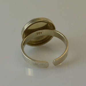 Vintage Damenring Tigerauge / 835 Silber 55 17,5 mm Ø