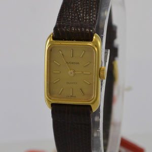 DUGENA - Damenuhr ETA Swiss / Quartz / Edelstahl vergoldet & Leder