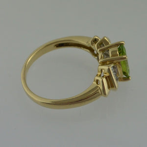 Vintage Damenring mit Peridot& Diamanten ca,1.0 ct /585er 14 Karat Gelbgold