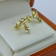 Laden Sie das Bild in den Galerie-Viewer, Vintage Ohrstecker mit Brillanten - Dreieck-Form / 375er - 9 Karat Gold
