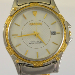 CROTON Herren-Armbanduhr / Quarz / Edelstahl - zum Teil 23 Karat vergoldet