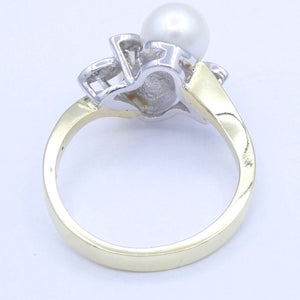 Damenring 585er Gold mit Perlen & Diamanten 0.06ct. - 52 16,5 mm Ø *