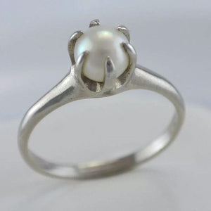 Vintage Damenring mit Perle / 375er 10 Karat Gold 53 16,8 mm Ø *