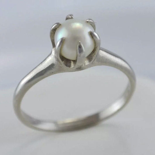 Vintage Damenring mit Perle / 375er 10 Karat Gold 53 16,8 mm Ø *