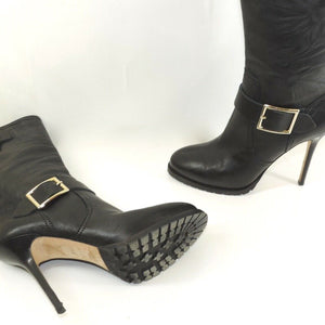 Jimmy Choo London Stiefel Gr. 39 Schwarz Leder Damen Schuhe Boots