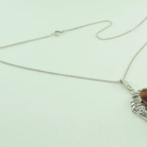 Vintage Damen 835er Silber Kette mit Achat Anhänger