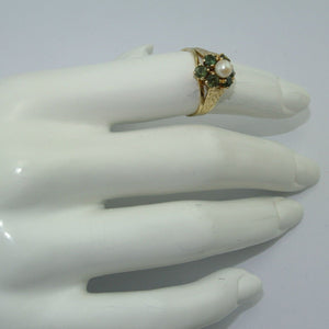 Vintage Damenring Turmalin & Perle / 333er - 8 Karat Gelbgold / 55 17,5 mm Ø *