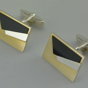 Manschettenknöpfe - 925 Silber „vergoldet & Onyx