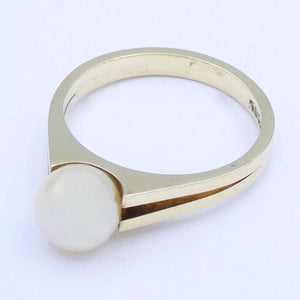 Vintage Damenring mit Perle / 585er - 14 Karat Gelbgold - 55 17,5 mm Ø