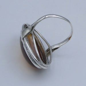 Vintage Damenring mit Bernstein 925er Silber - 57 18,1 mm Ø