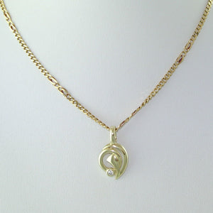 Kette mit Anhänger & Zirkonia / 333er 8 K & 375er 10 K Gold / ca. 48 cm