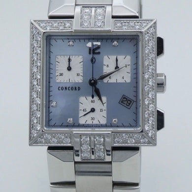 Concord Chronograph Damen Uhr Quarz mit Diamanten Swiss Made