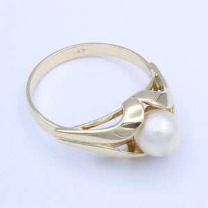 Vintage Damenring mit Perle / 585er - 14 Karat Gelbgold - 56 17,8 mm Ø