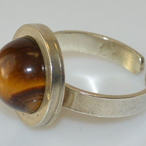 Vintage Damenring Tigerauge / 835 Silber 56 17,8 mm Ø