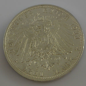 3 Mark Silbermünze dt. Kaiserreich 1911 D - Luitpold Prinz Regent von Bayern