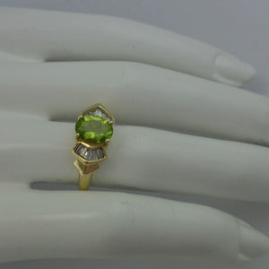 Vintage Damenring mit Peridot& Diamanten ca,1.0 ct /585er 14 Karat Gelbgold