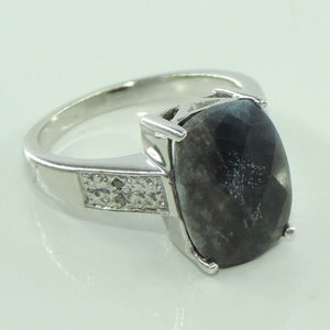 Vintage Damen Ring mit Zirkonia & Quarzstein / 925er Silber - 57 18,1 mm Ø