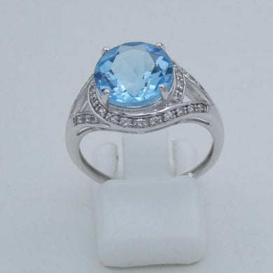 Damen Ring Topas & Zirkonia 375er - 9 K Gold Gr. 56 17,8 mm Ø Wie Neu!