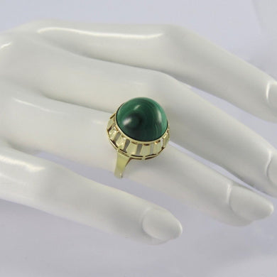 Vintage Damenring mit Malachit / 585er 14 Karat Gelbgold - 52 16,5 mm Ø *