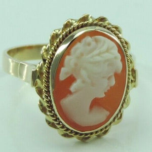 Vintage Damenring mit Gemme / 585er 14 K Gelbgold - 55 17,5 mm Ø *