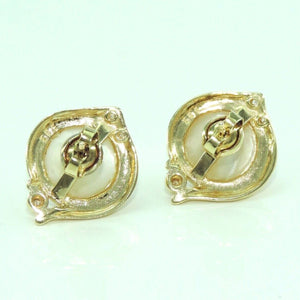 Ohrringe mit Perlenoptik & Diamanten / 585er - 14 Karat Gelbgold /ca. 0.12 ct.*