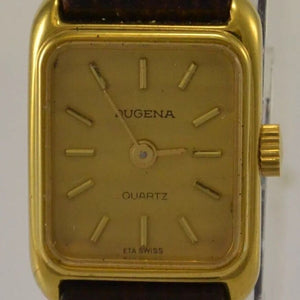 DUGENA - Damenuhr ETA Swiss / Quartz / Edelstahl vergoldet & Leder