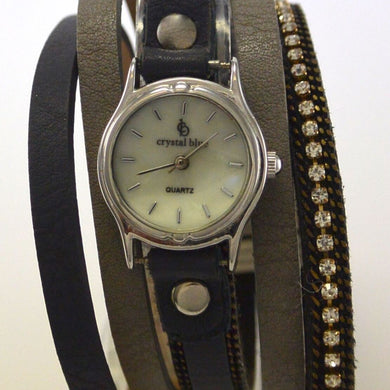 CRYSTAL BLUE DAMEN UHR STRASS LEDER