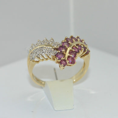 Vintage Damenring mit Turmalin & Brillanten / 375er 10 K Gold -57 18,1 mm Ø *