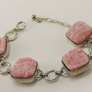 Silberarmband mit Rosenquarz/ 835er Silber