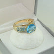 Laden Sie das Bild in den Galerie-Viewer, Damenring mit Aquamarin &amp; Diamanten - 375er 9 K Gold 53 16,8 mm Ø *
