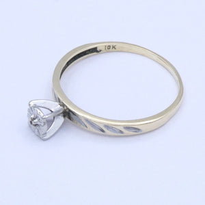 Damenring 375er -10 Karat Weiß & Gelbgold Diamanten ca.0.01ct./ 52 16,5 mm Ø