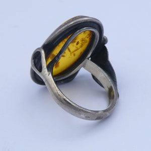 Vintage Damenring mit Bernstein 835er Silber - 54 17,2 mm Ø