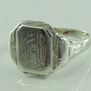 Herren Siegelring Vintage mit Gravur / 835er Silber - 61 19,4 mm Ø