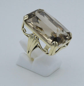 Vintage Damen Ring mit Rauchquarz 585er - 14 K Gold  Gr. 55 (17,5 mm Ø)