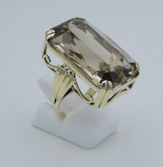 Vintage Damen Ring mit Rauchquarz 585er - 14 K Gold  Gr. 55 (17,5 mm Ø)