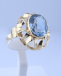 Laden Sie das Bild in den Galerie-Viewer, Damenring mit Topas Vintage / 585er - 14 Karat Gold/ Gr- 59 (18,8 mm Ø)
