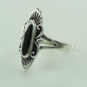 Vintage Damenring Silber 925er mit Onyx 50 15,9 mm Ø