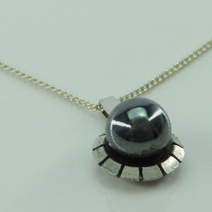 Damen Kette 800er Silber mit Hämatit Anhänger 925er