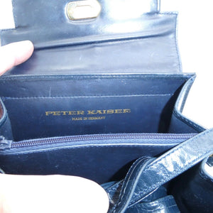 Vintage Peter Kaiser Design Leder Damen Handtasche Leder Schwarz Made in Germany