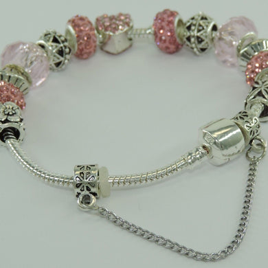 Damen 925er Silber Bettelarmband mit Farbsteinen 19 cm
