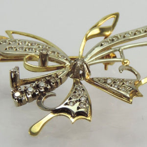 Vintage Brosche mit Diamanten ca. 0.40 ct / 750er 18 Karat Gold