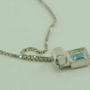 Vintage Damen 925er Silber Kette & 925er Silber Anhänger mit Topas
