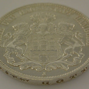 3 Mark Dt. Reich Silber Silbermünze / Freie und Hansestadt Hamburg / 1909 J
