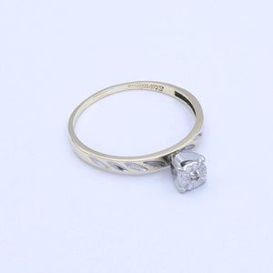 Damenring 375er -10 Karat Weiß & Gelbgold Diamanten ca.0.01ct./ 52 16,5 mm Ø