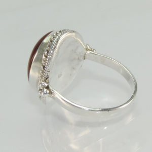 Vintage Damenring mit Karneol 925er Silber Größe 57 18,1 mm Ø