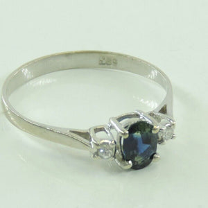 Damen Ring Vintage mit Saphir & Diamant ca. 0.04 ct/ 585er Gold - 53 16,8 mm Ø *