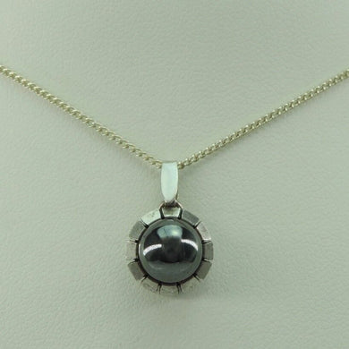 Damen Kette 800er Silber mit Hämatit Anhänger 925er